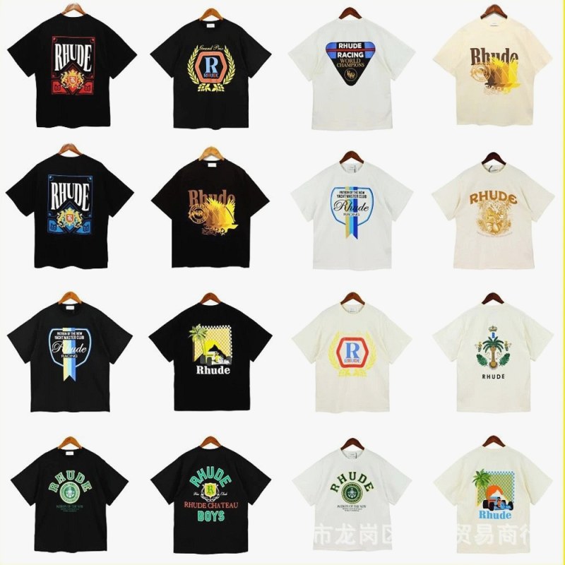 Rhude Trendy T-Shirts with Various Printed Designs Review: 240g Cotton, Measured on the Bench